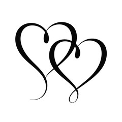 Two intertwined hearts isolated on white background