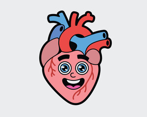 Cute cartoon heart character with face