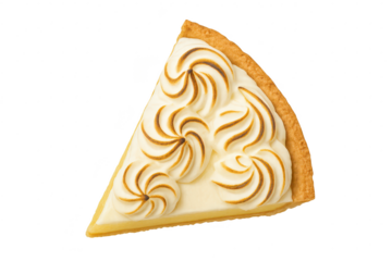 Delicious slice of lemon meringue pie isolated on transparent background