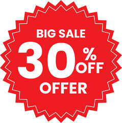 Red Discount Badge – Big Sale 30 Percent Off Promotional Label