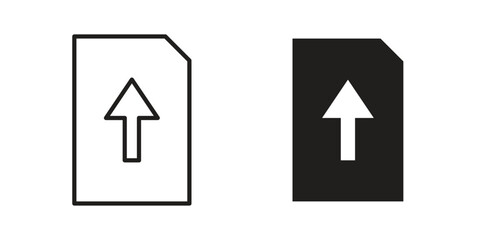 Upload file icons in line stroke outline art and clip art