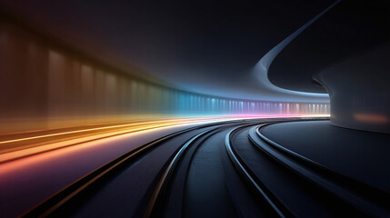tech background of light trails on the highway