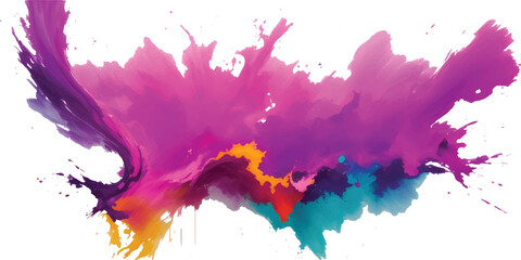 Bright Multicolor Watercolor Stain with Vibrant Brush Strokes and Rainbow Splatter Spot Isolated on White Background for Abstract Creative Illustration Design
