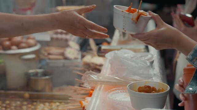 Street food in Hong Kong at night