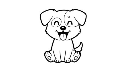 Obraz premium Cartoon dog with happy expression sitting down.