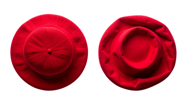 Dual Red Beret Hat Fashion Styles isolated on transparent background
