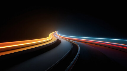 tech background of light trails on the highway