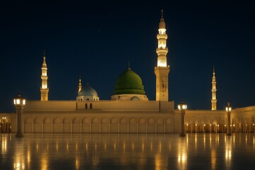 Al-Masjid an-Nabawi | Medina at night  Mosque, Islamic Architecture, Prophet Mosque, Nabawi Mosque, Holy Landmark, Masjid e Nabawi, Madina Shareef, Saudi arabia, Medina, Madinah, Holy City