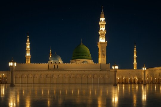 Al-Masjid an-Nabawi | Medina at night  Mosque, Islamic Architecture, Prophet Mosque, Nabawi Mosque, Holy Landmark, Masjid e Nabawi, Madina Shareef, Saudi arabia, Medina, Madinah, Holy City