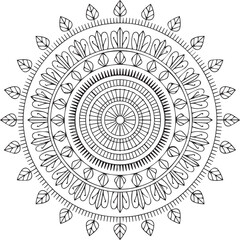 Intricate circular mandala design with repeating patterns and decorative elements