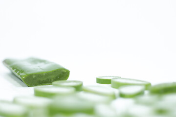 Aloe Vera Gel Under the Skin on a White Background