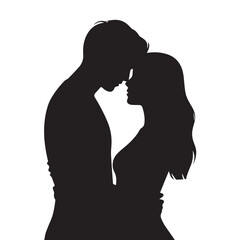 Romantic Couple Embrace Silhouette Vector Illustration