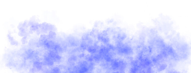 Blue smoke clouds rising on transparent background with upper empty space for dramatic or mysterious visual scenes