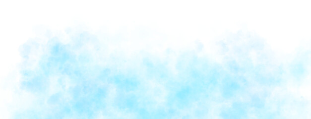 Light Blue smoke clouds rising on transparent background with upper empty space for dramatic or mysterious visual scenes