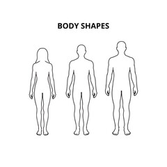 Men and Women Body Shapes Outline Vector Design Isolated on White Background.