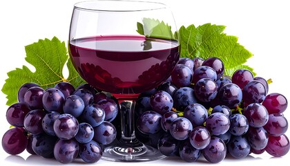 Fine Red Wine and Ripe Grapes
