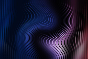 Illustration of abstract curved line pattern with a blend of dark blue, purple, and red hues, creating a mesmerizing and dynamic visual effect with smooth transitions