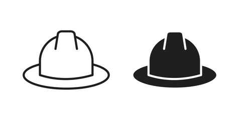 Safety helmet icons in line stroke outline art and clip art