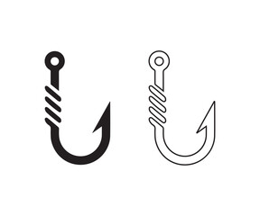 Fishing hook icon set isolated on white background, vector illustration