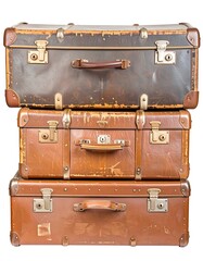 Vintage suitcases stacked high