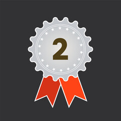 Award medal badge with 2. Silver sticker