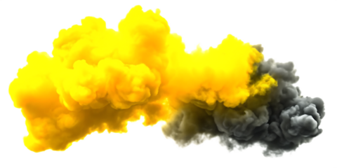 Yellow and grey smoke swirl isolated on a transparent background.PNG