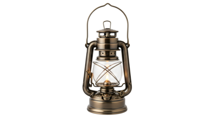 Antique kerosene lantern isolated on transparent background