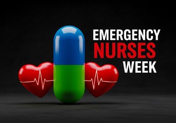 Emergency nurses week celebrated with a pill and heart symbols
