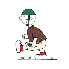 boy carrying flowers children illustration