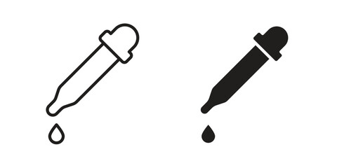 Pipette icons in line stroke outline art and clip art