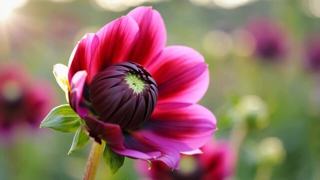 Blume &ouml;ffnet sich &ndash; Makroaufnahme einer bl&uuml;henden Bl&uuml;te in voller Entfaltung