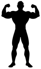 Fototapeta premium Weight lifting muscle man silhouette minimal black isolated vector clean strong athletic design