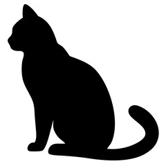 Sitting cat silhouette minimal vector illustration on transparent background for pet, animal, and lifestyle design themes