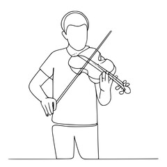 Captivating line art of a person playing the violin, creating an elegant music performance moment
