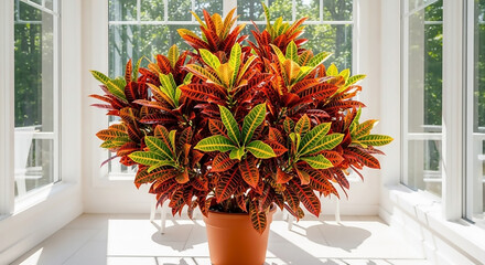 Vibrant Croton An Air-Purifying Indoor Plant with Colorful Leaves and Natural Beauty