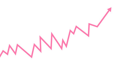 Pink upward trending graph isolated on transparent background