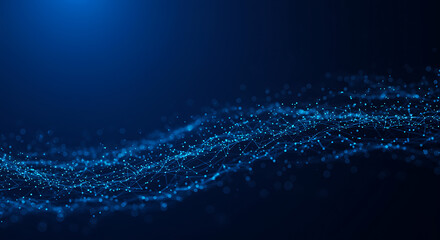 Abstract blue network of glowing dots and lines image