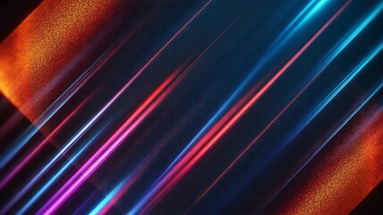 Fototapeta premium Neon Light Streaks Over Textured Dark Surface abstract