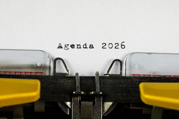 Agenda 2026 written on an old typewriter	
