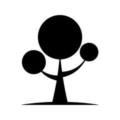 Vector tree silhouette on transparent background