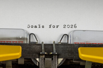 Goals for 2026 written on an old typewriter	
