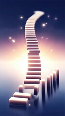 Futuristic vision Surreal Glowing Stairway to Infinity Against Vibrant Sunset Sky illustration about resilience and overcoming challenges