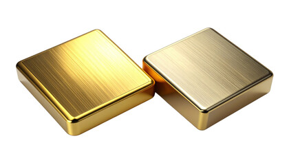 Pair of Elegant Metallic Plaques in Polished Gold Finish isolated on transparent background (2)
