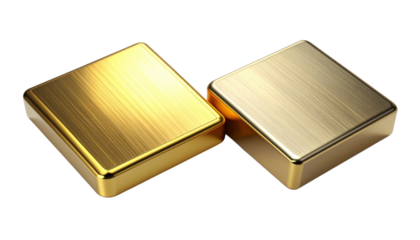 Pair of Elegant Metallic Plaques in Polished Gold Finish isolated on transparent background (2)