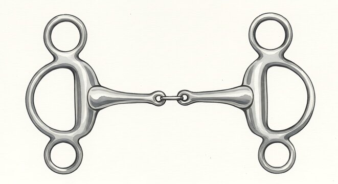 Detailed metal horse bit illustration on white background for equestrian use