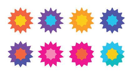Collection of colorful starburst stickers