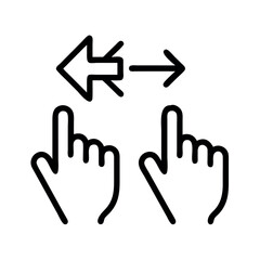 Two finger swipe gesture icon indicating left and right directional movement