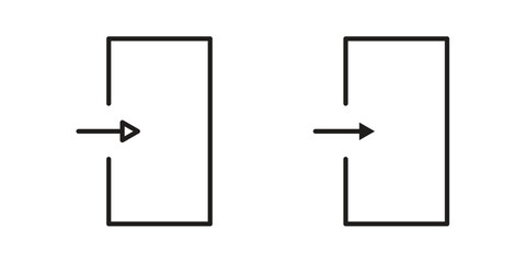 Inside icons in line stroke outline art and clip art
