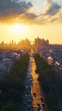 Paris view from Triumphal Arch, France