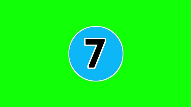 Dynamic number seven graphic on a vibrant green screen for easy chroma key editing
